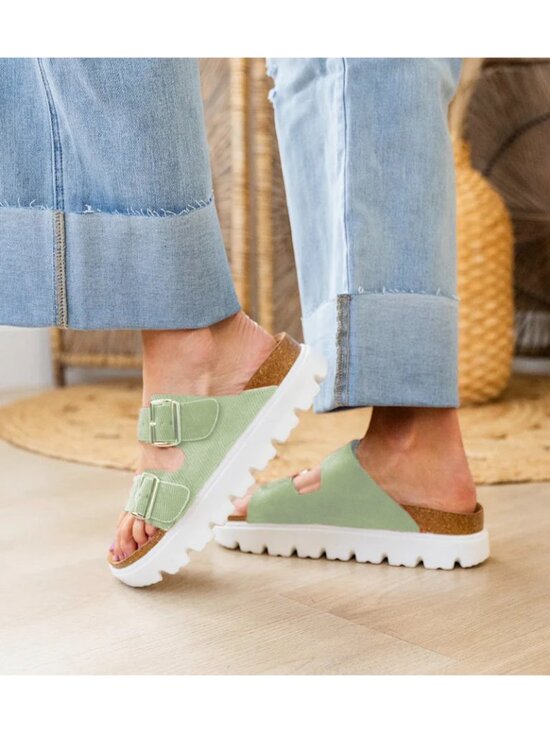 Project Cloud Shoes - Project Cloud Memory Foam Greece Chunky Slip on Sandals Size 10 Sage Suede